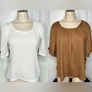 2 Max Studio London Tops Bundle Cream & Golden Brown Blouses